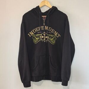 Vintage Y2K Independent Truck Company Embroidered Zip Up Hoodie / L - XL